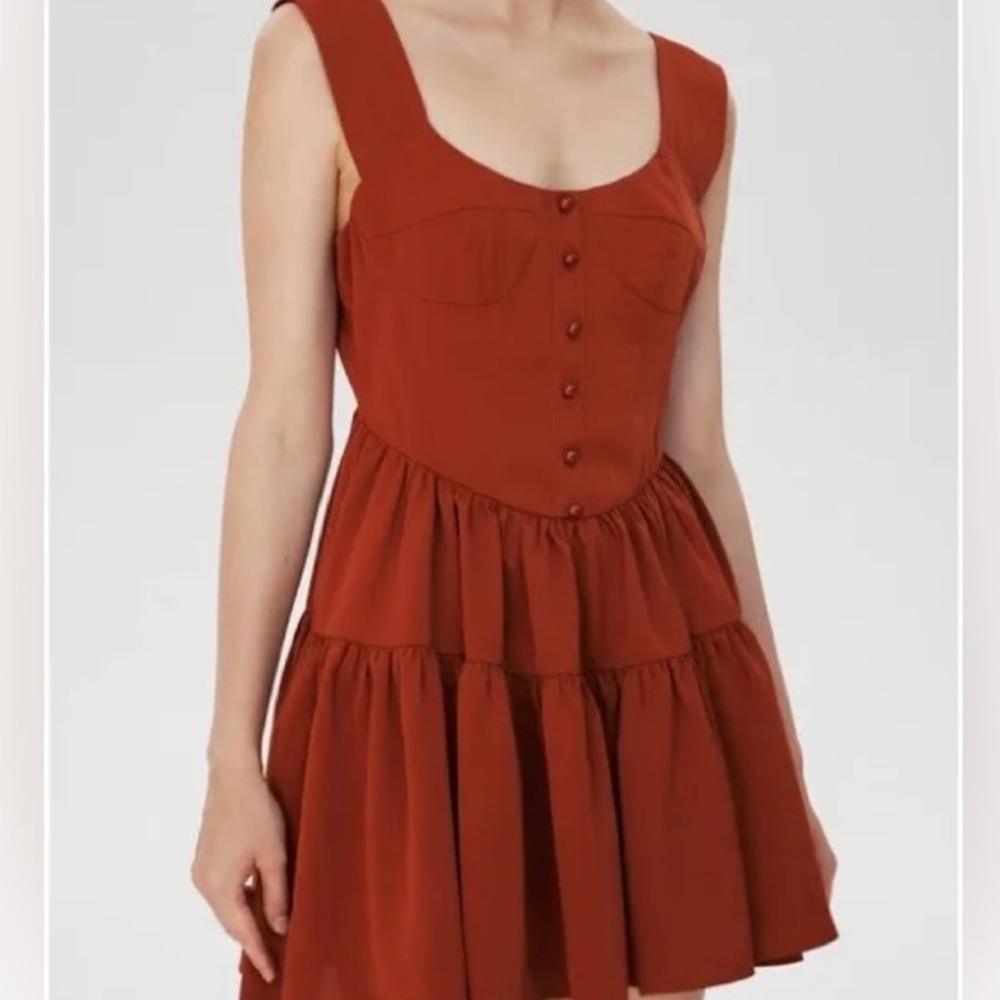 Cider Burnt Orange Corset Short Flowy Dress
